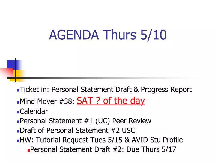agenda thurs 5 10