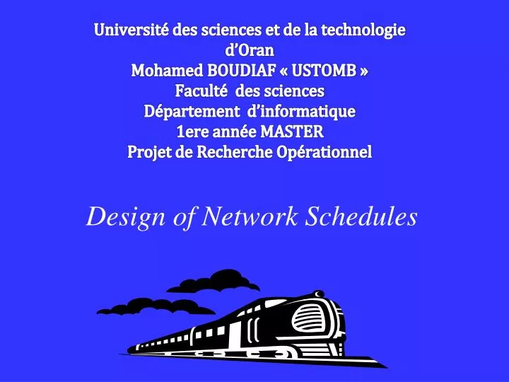 design of network schedules