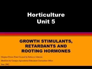 Horticulture Unit 5