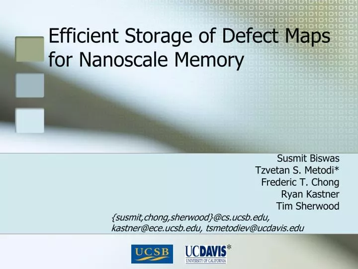 efficient storage of defect maps for nanoscale memory