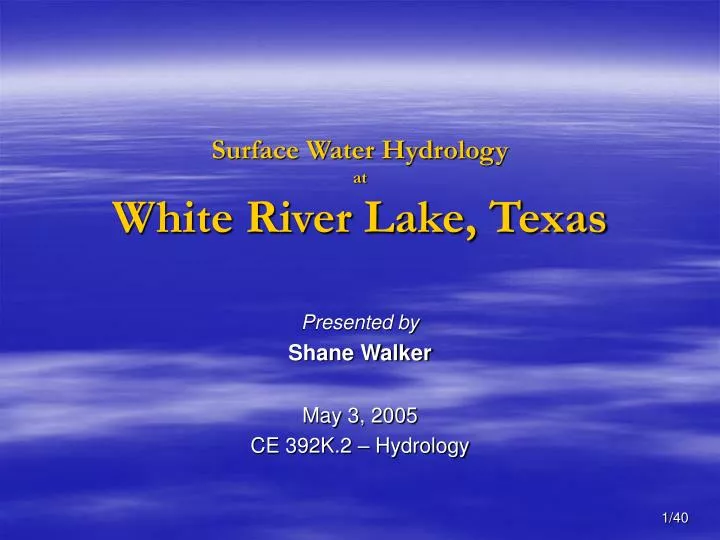 surface water hydrology at white river lake texas