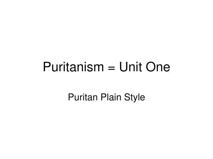 puritan plain style