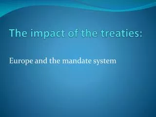 The impact of the treaties: