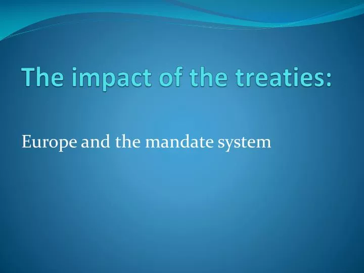 the impact of the treaties