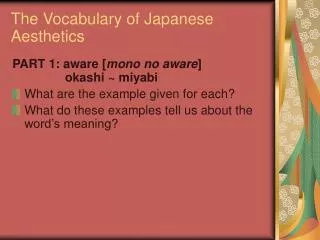 The Vocabulary of Japanese Aesthetics