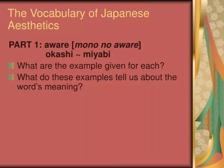 the vocabulary of japanese aesthetics