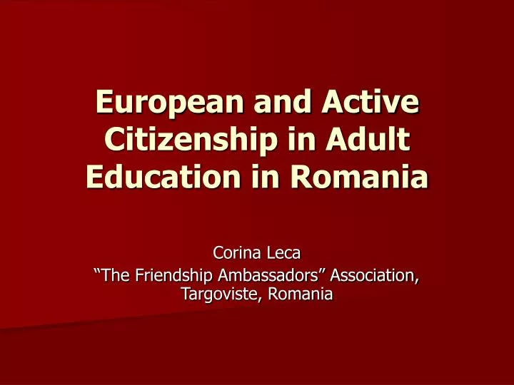 european and active citizenship in adult education in romania