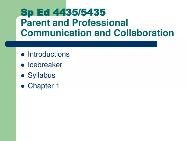 sp ed 4435 5435 parent and professional communication and collaboration