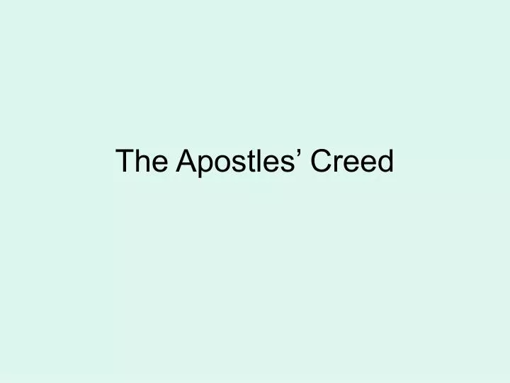 the apostles creed