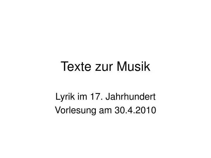 lyrik im 17 jahrhundert vorlesung am 30 4 2010