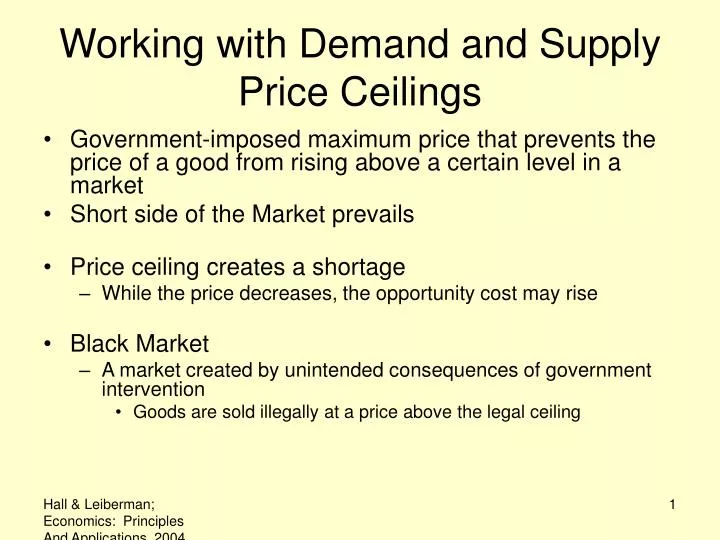 working with demand and supply price ceilings