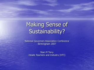 Making Sense of Sustainability?