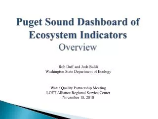 Puget Sound Dashboard of Ecosystem Indicators Overview