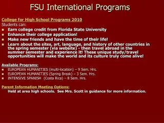 FSU International Programs