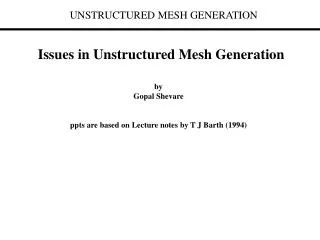 Issues in Unstructured Mesh Generation