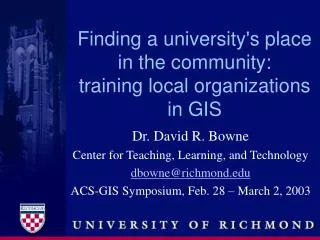 Finding a university's place in the community: training local organizations in GIS