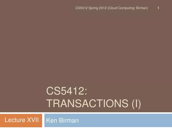 cs5412 transactions i
