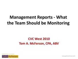 Management Reports - What the Team Should be Monitoring
