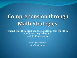 Comprehension through Math Strategies