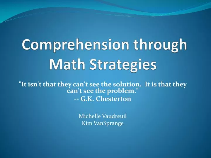 comprehension through math strategies