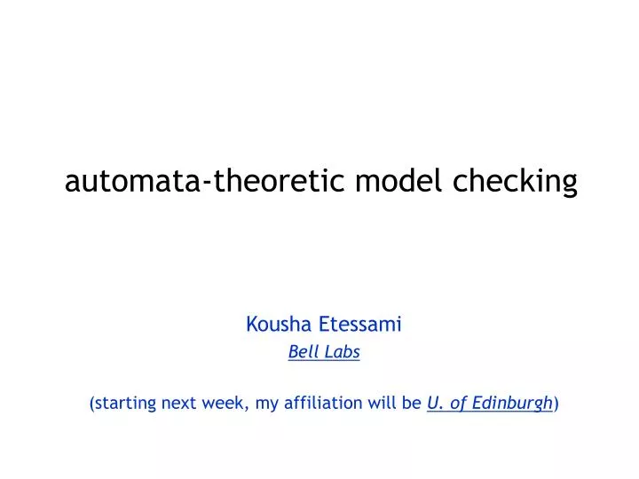 automata theoretic model checking