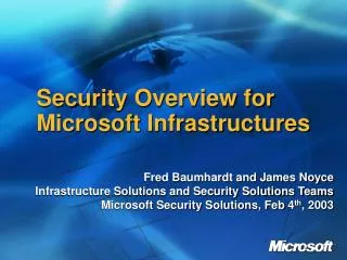 Security Overview for Microsoft Infrastructures