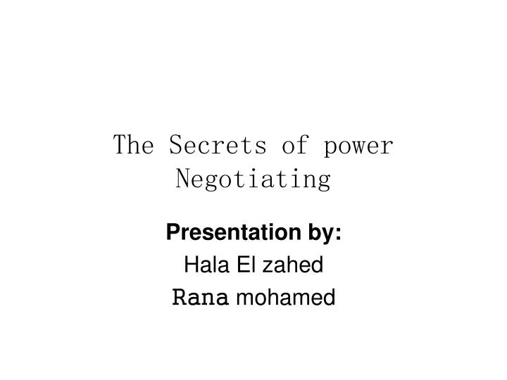 the secrets of power negotiating