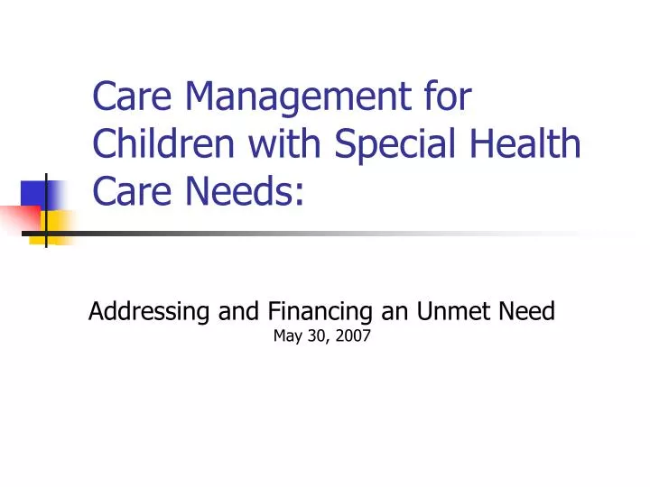 care management for children with special health care needs