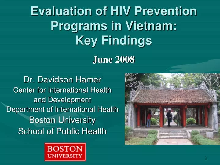 evaluation of hiv prevention programs in vietnam key findings june 2008