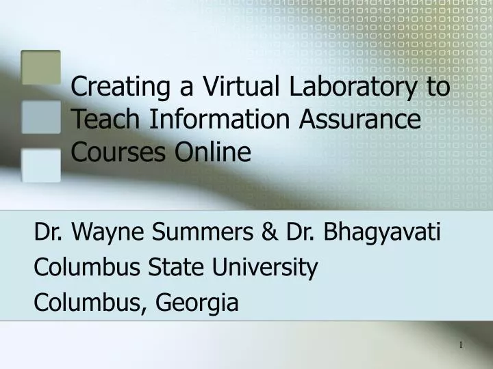 creating a virtual laboratory to teach information assurance courses online