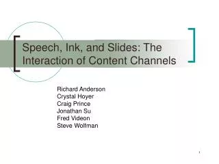 Speech, Ink, and Slides: The Interaction of Content Channels