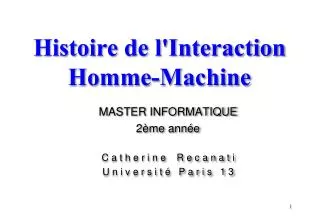 Histoire de l'Interaction Homme-Machine