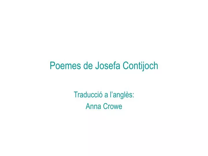 poemes de josefa contijoch