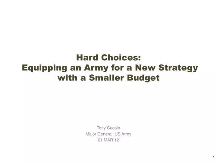 hard choices equipping an army for a new strategy with a smaller budget