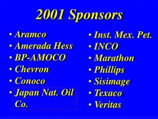 2001 Sponsors