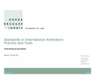Standards in International Arbitration: Practice and Tools
