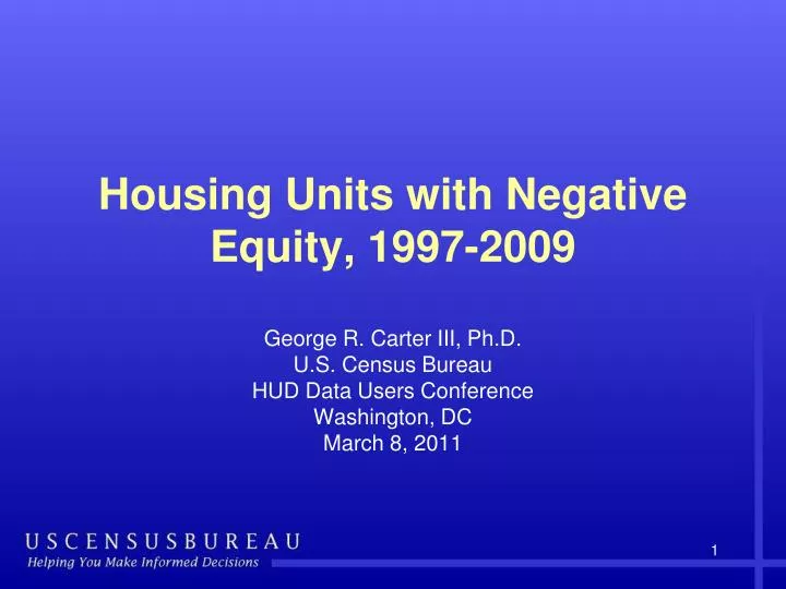 housing units with negative equity 1997 2009