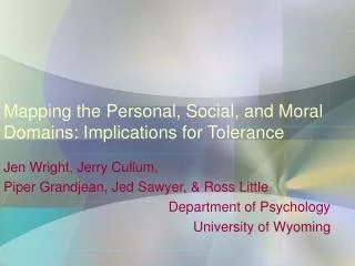 Mapping the Personal, Social, and Moral Domains: Implications for Tolerance