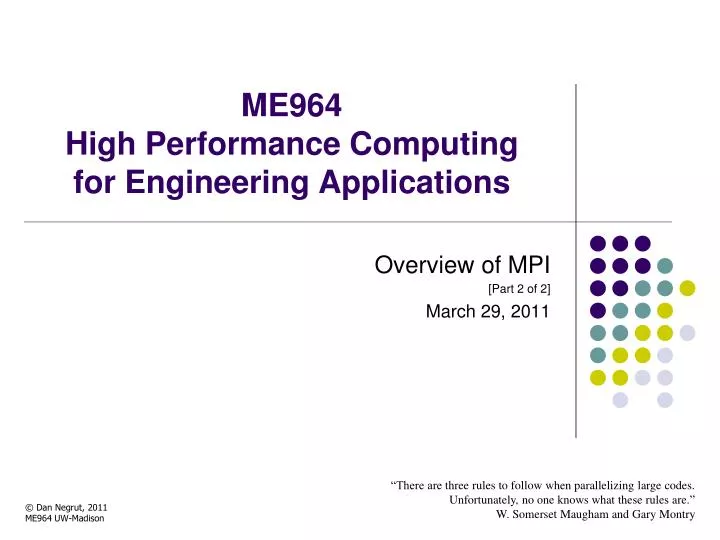 me964 high performance computing for engineering applications