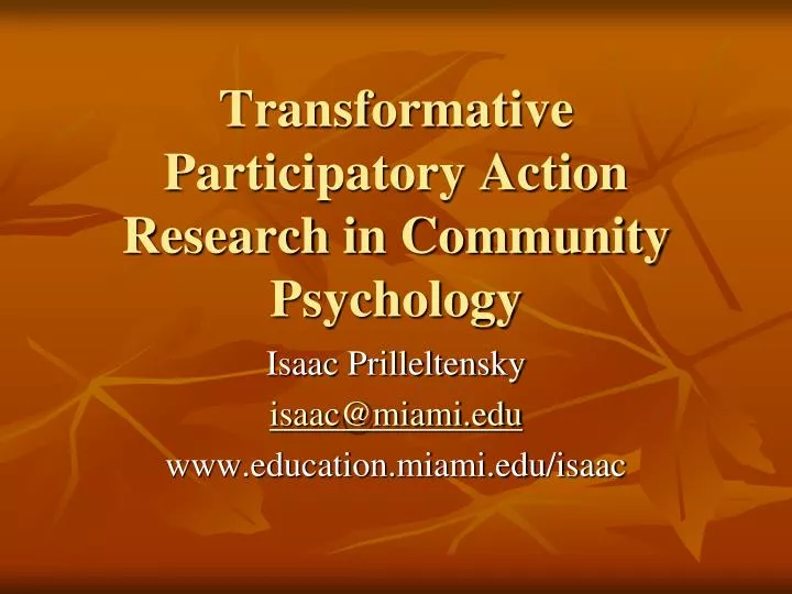 transformative participatory action research in community psychology