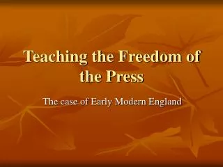Teaching the Freedom of the Press