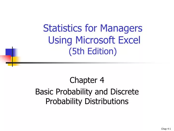 statistics for managers using microsoft excel 5th edition