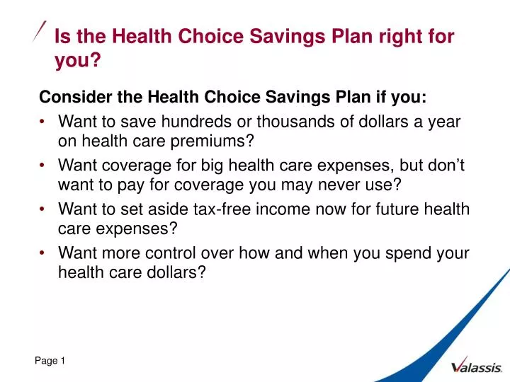 is the health choice savings plan right for you