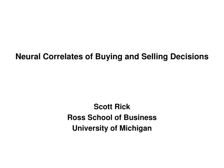neural correlates of buying and selling decisions