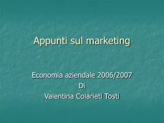 Appunti sul marketing