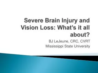 Severe Brain Injury and Vision Loss: What’s it all about?