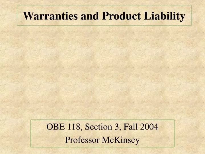 warranties and product liability
