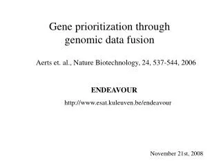 Gene prioritization through genomic data fusion
