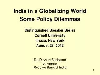 India in a Globalizing World Some Policy Dilemmas