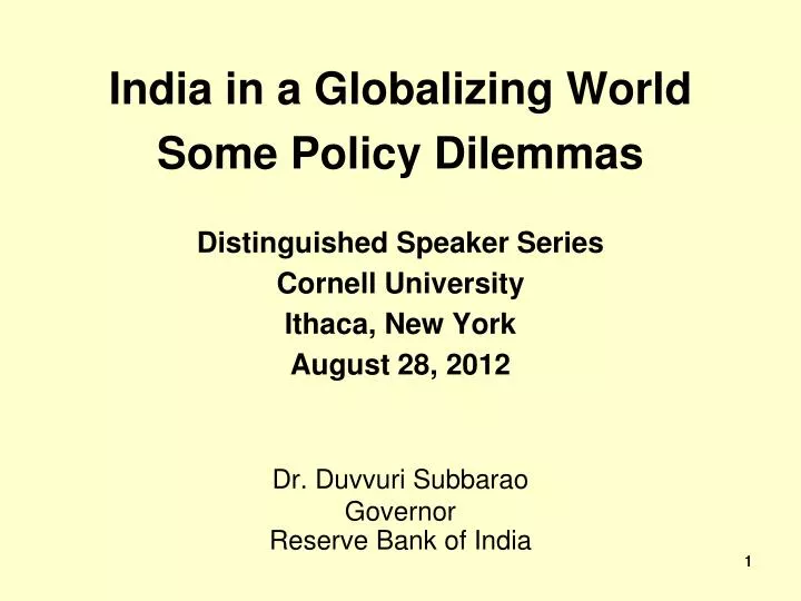 india in a globalizing world some policy dilemmas
